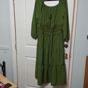 SHEIN Forest Green Long Sleeve Dress